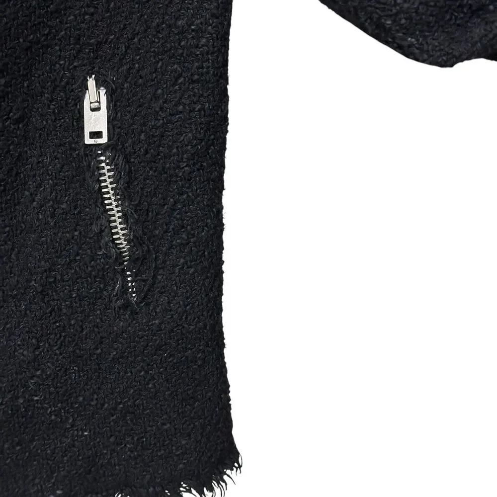 IRO Agneta Black Boucle Tweed Knit‎ Jacket Size 2 Full Zip Pockets